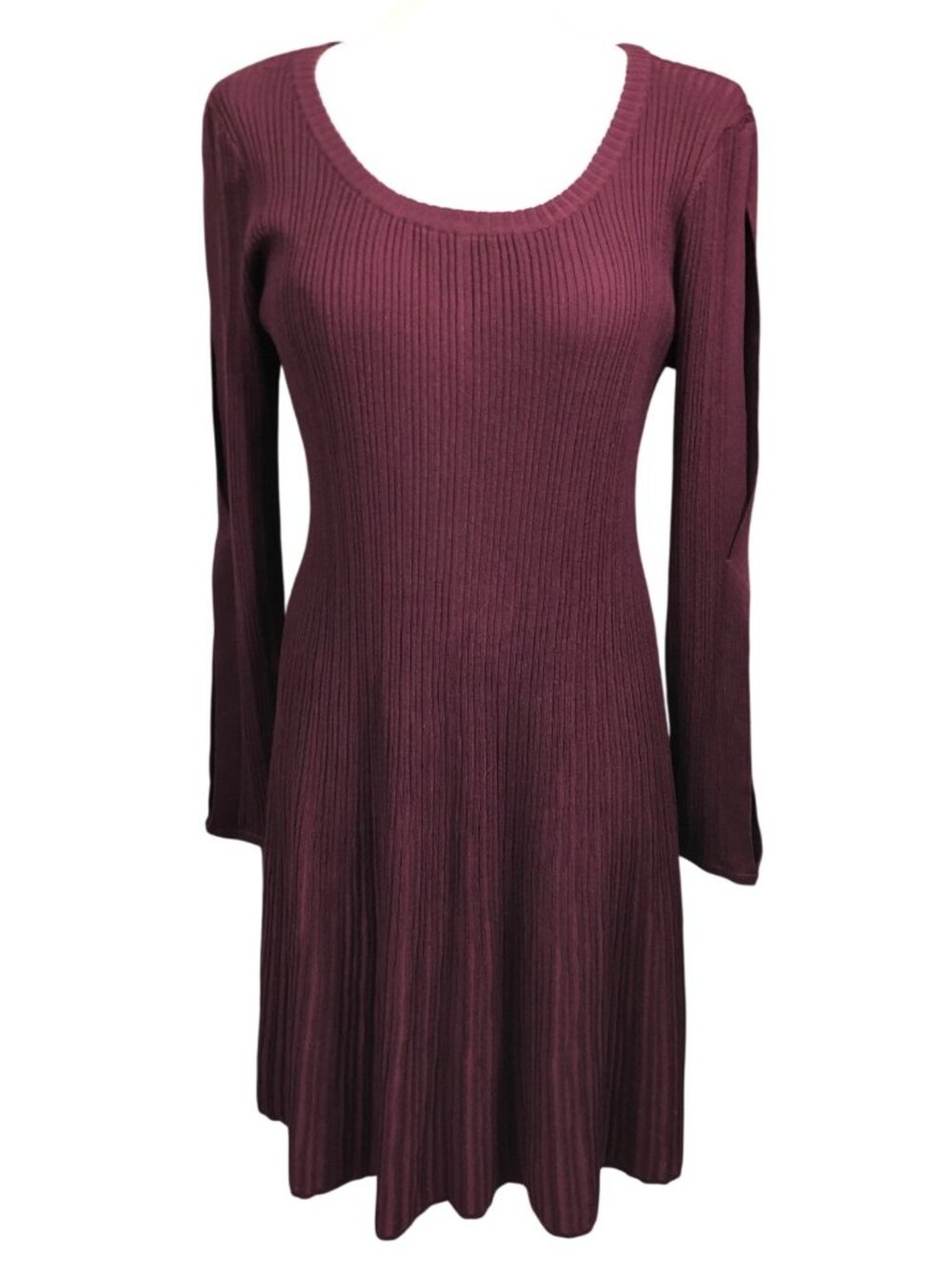 Est 1946 Knit Dress Womens L Burgundy Maroon Long Cut Out Sleeve Scoop Neck Pull